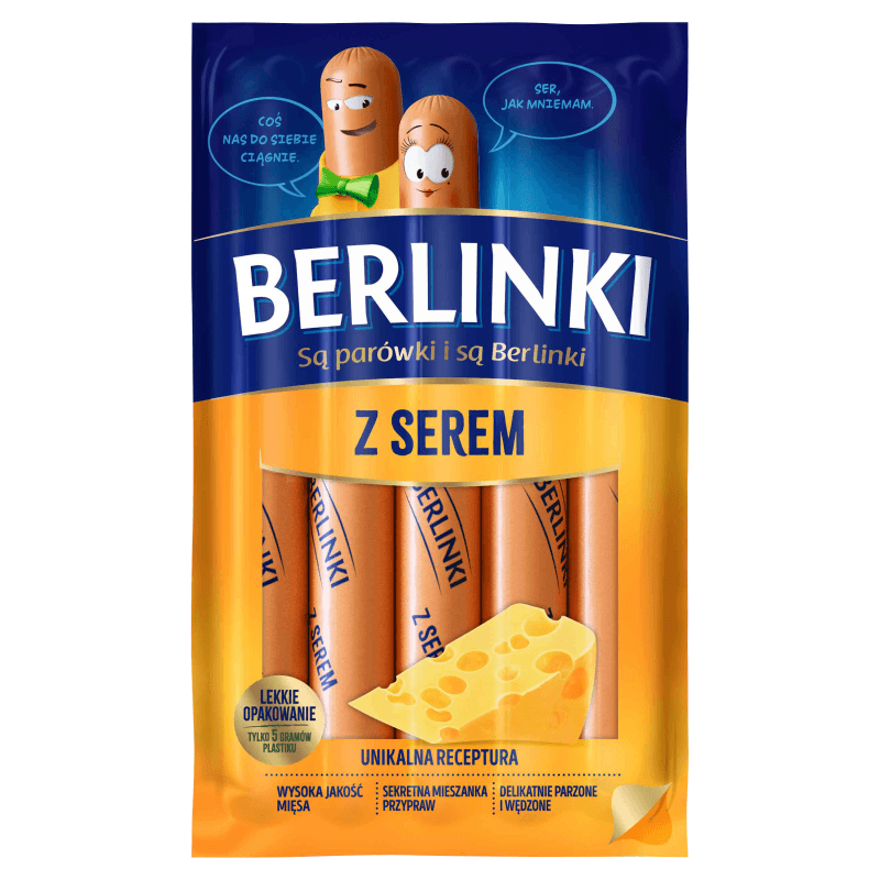 MORLINY Berlinki Parówki z serem 250 g