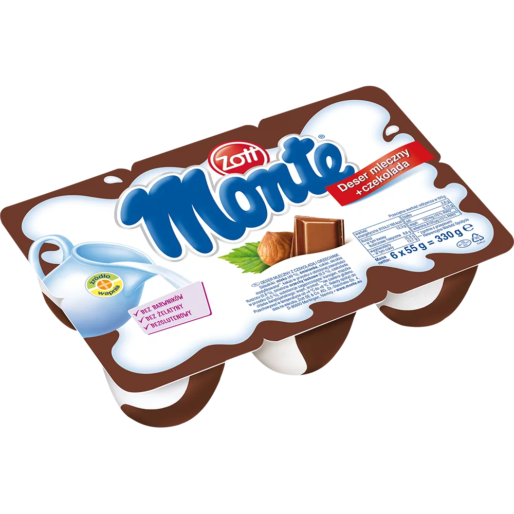 Zott Monte Deser mleczny z czekoladą i orzechami 330 g (6 x 55 g)