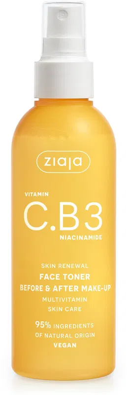 ZIAJA Vitamin C.B3 Niacinamide před a po nalíčení 190 ml