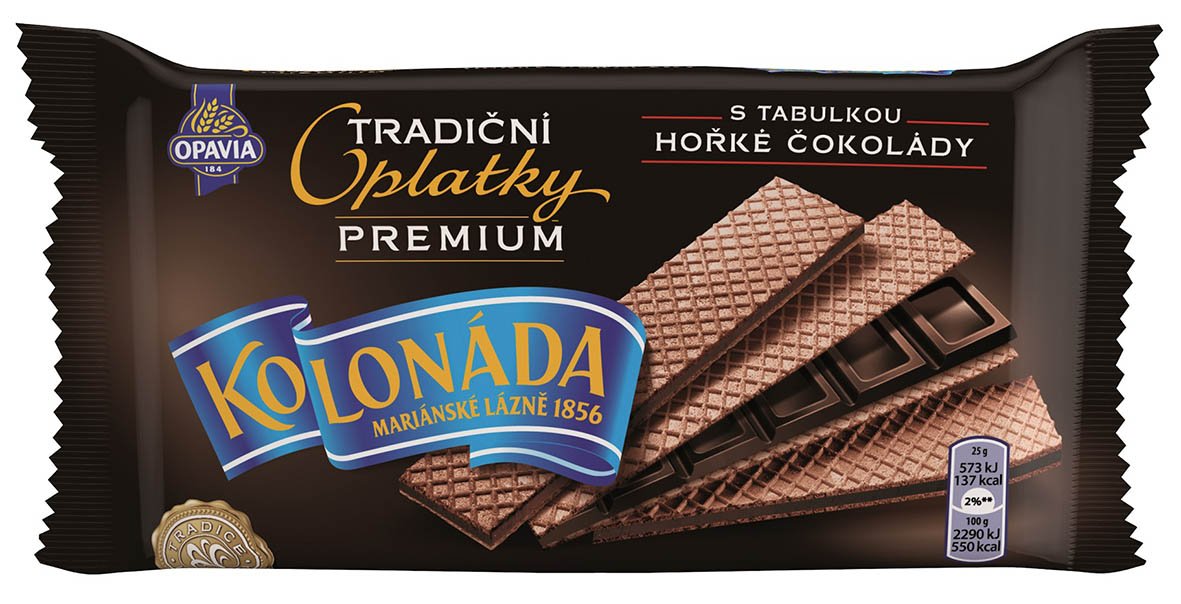 Opavia oplatky Kolonáda s tabulkou hořké čokolády Premium 92g